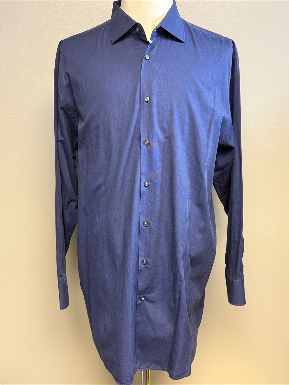 BOSS Hugo Boss Comfort+ Blue 100% Cotton Button Front Dress Shirt 48 19